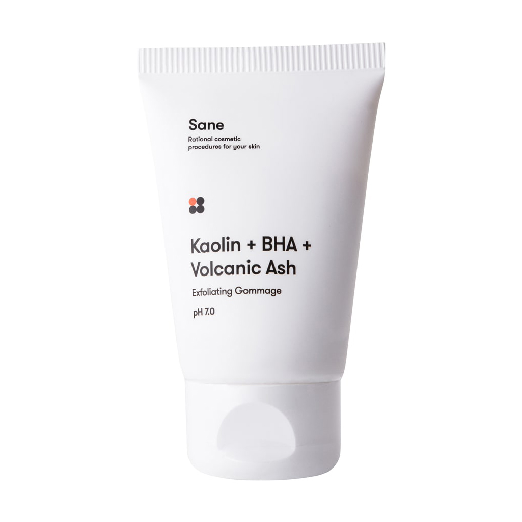 Гоммаж для обличчя Sane Kaolin + BHA + Volcanic Ash Exfoliating Gommage PH 7.0 з саліциловою кислотою, 40 мл